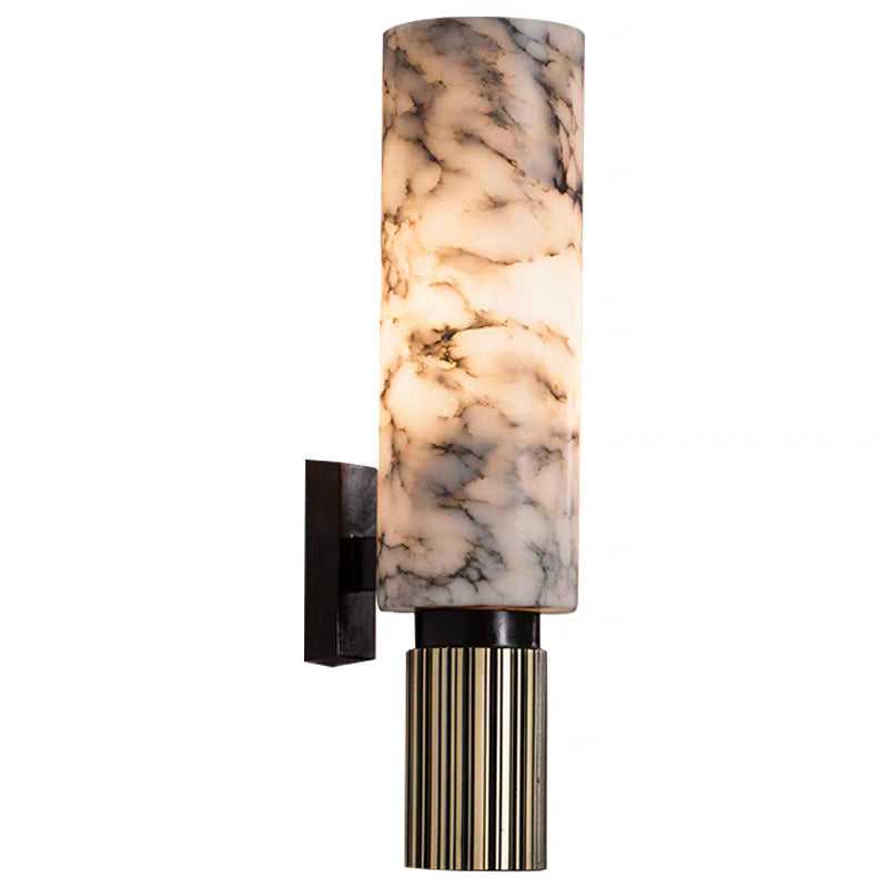 Nirree | Moderne Marmer En Koper Steen Cilinder Wandlamp