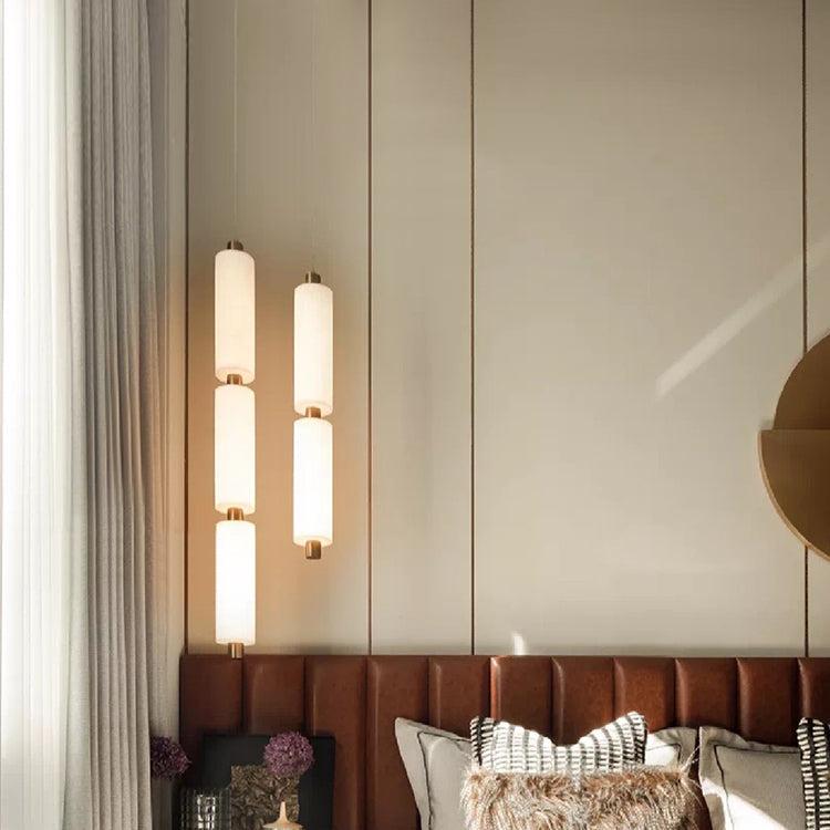 Lythara | Lineaire Minimalistische Alabaster Steen Kolom Hanglamp