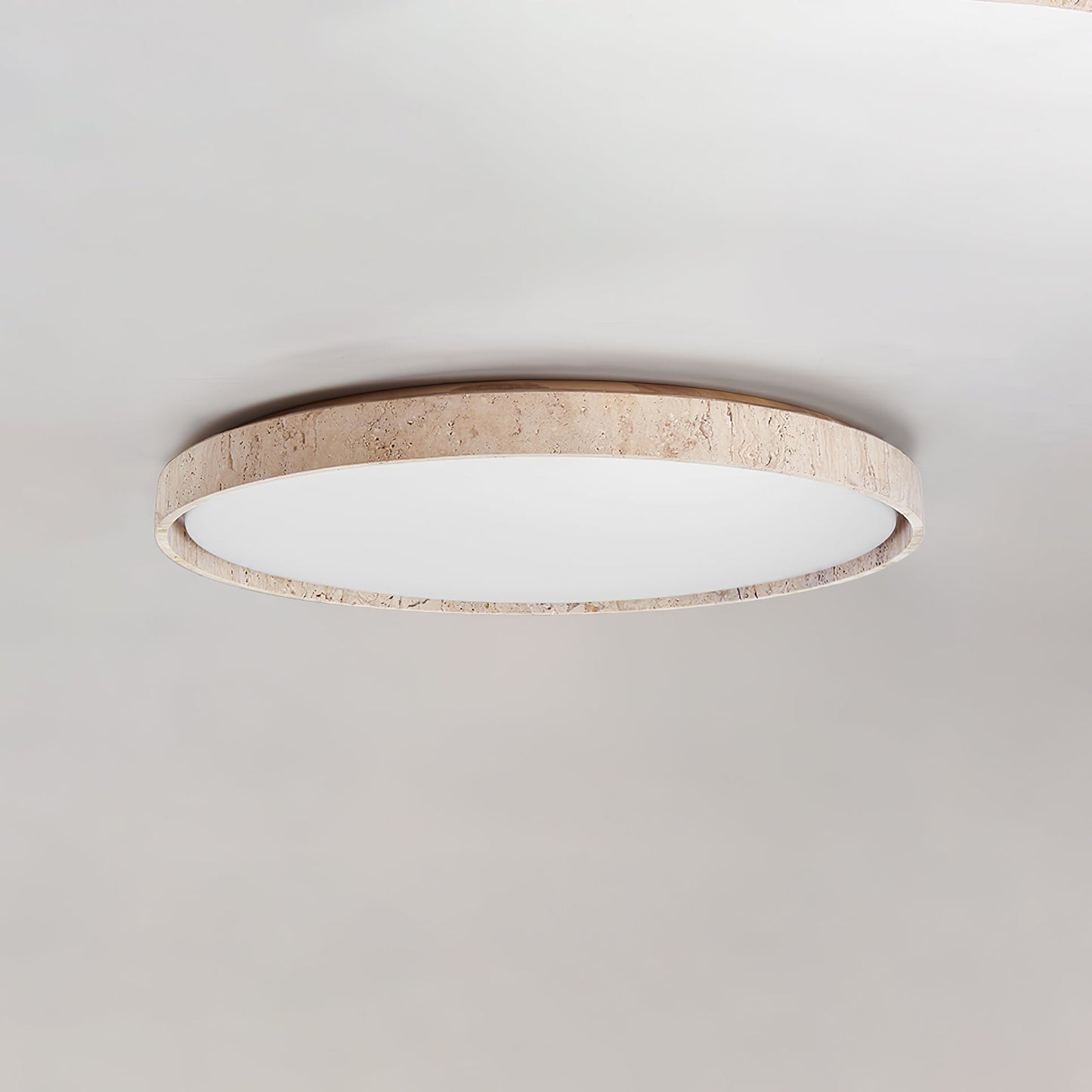 Aeristhos | Minimalistisch Handgekerfde Ronde Travertin Steen Plafondlamp