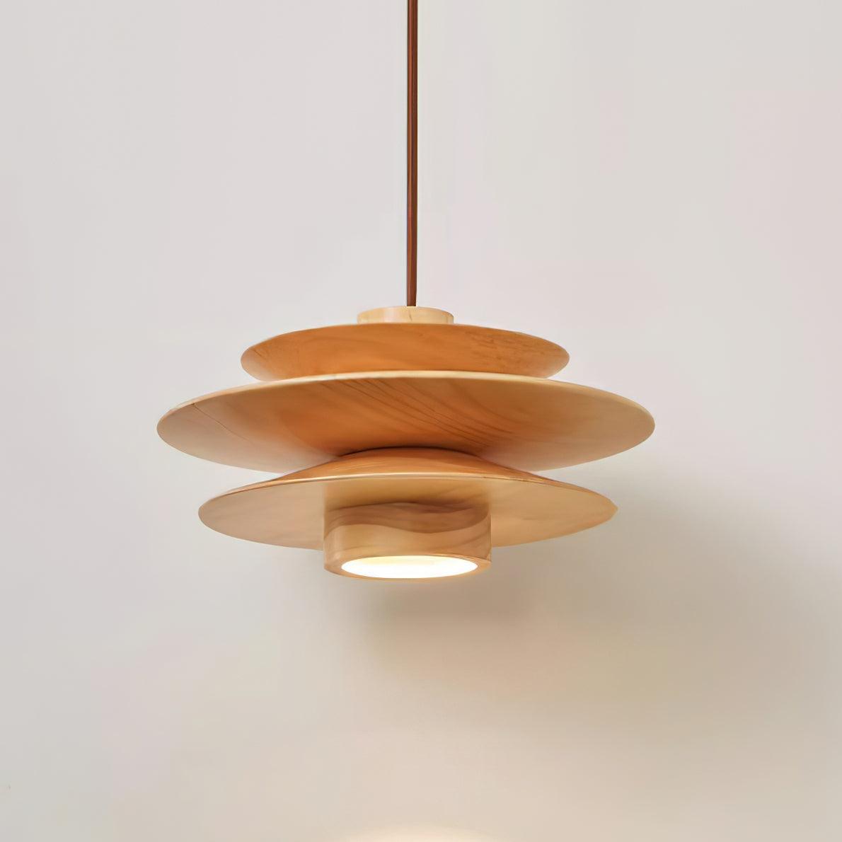 Aerislys | Mid Century Gelaagde Houten Schijven Hanglamp