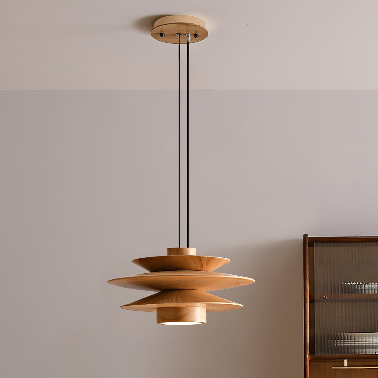 Aerislys | Mid Century Gelaagde Houten Schijven Hanglamp