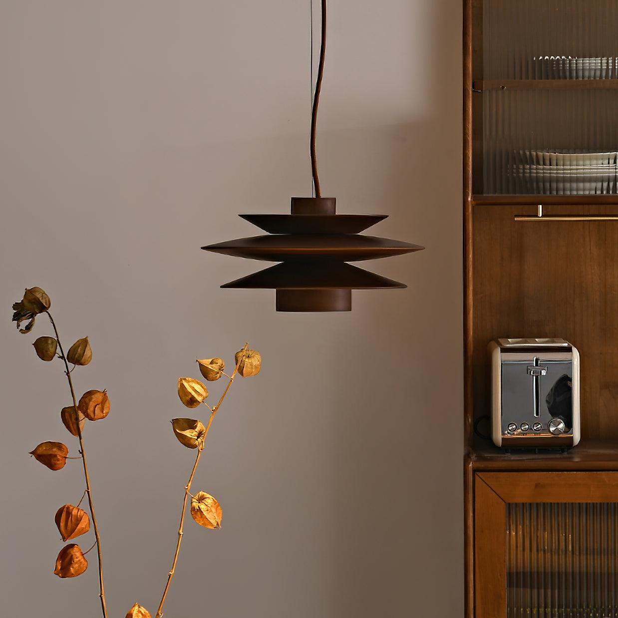 Aerislys | Mid Century Gelaagde Houten Schijven Hanglamp