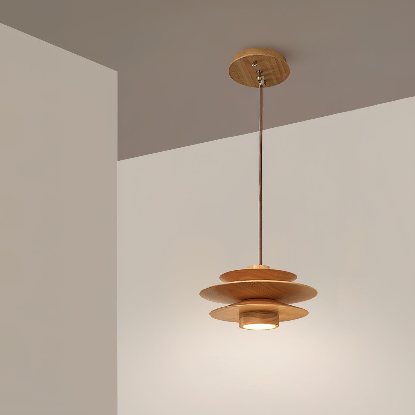 Aerislys | Mid Century Gelaagde Houten Schijven Hanglamp