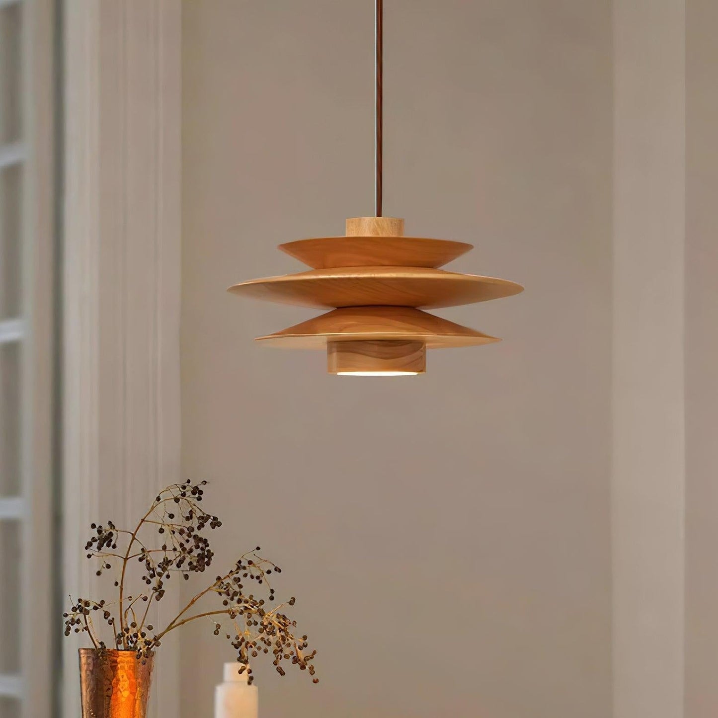 Aerislys | Mid Century Gelaagde Houten Schijven Hanglamp