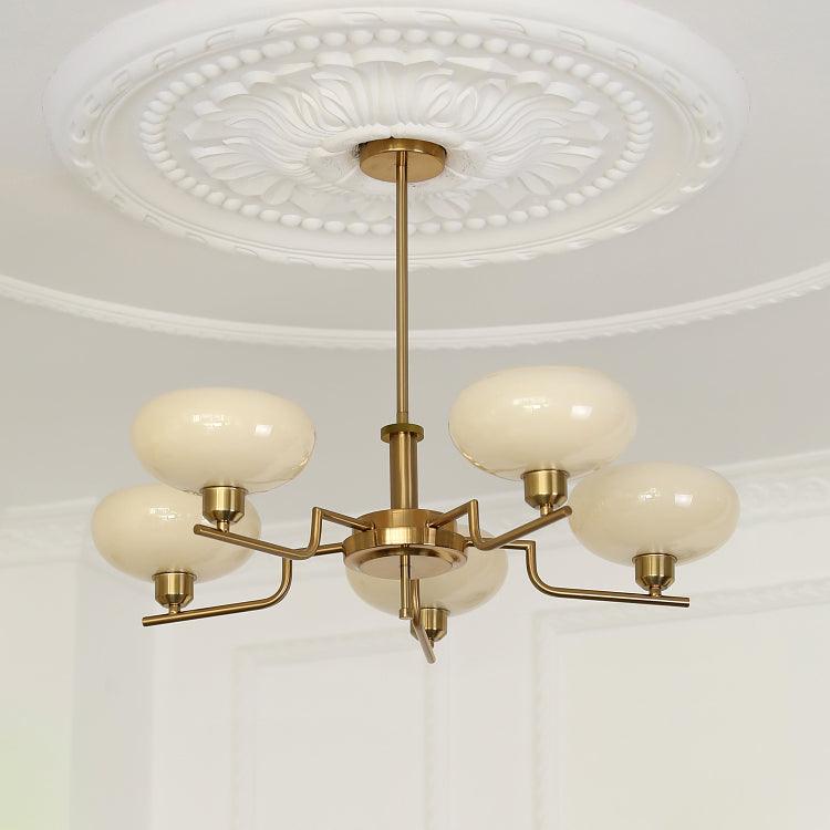 Sythos | Sferische Glazen Globe Messing Frame Hemelse Kroonluchter