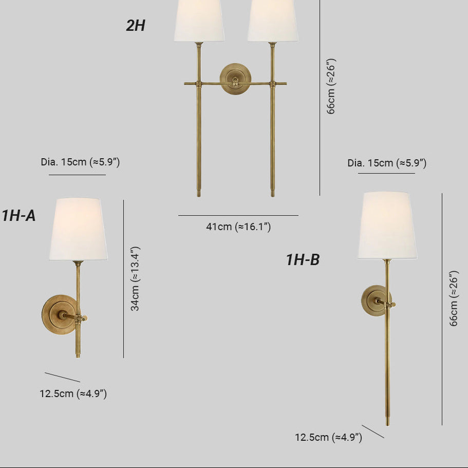 Edor | Elegante Antieke Wandlamp met Witte Tapered Linnen Schaduw