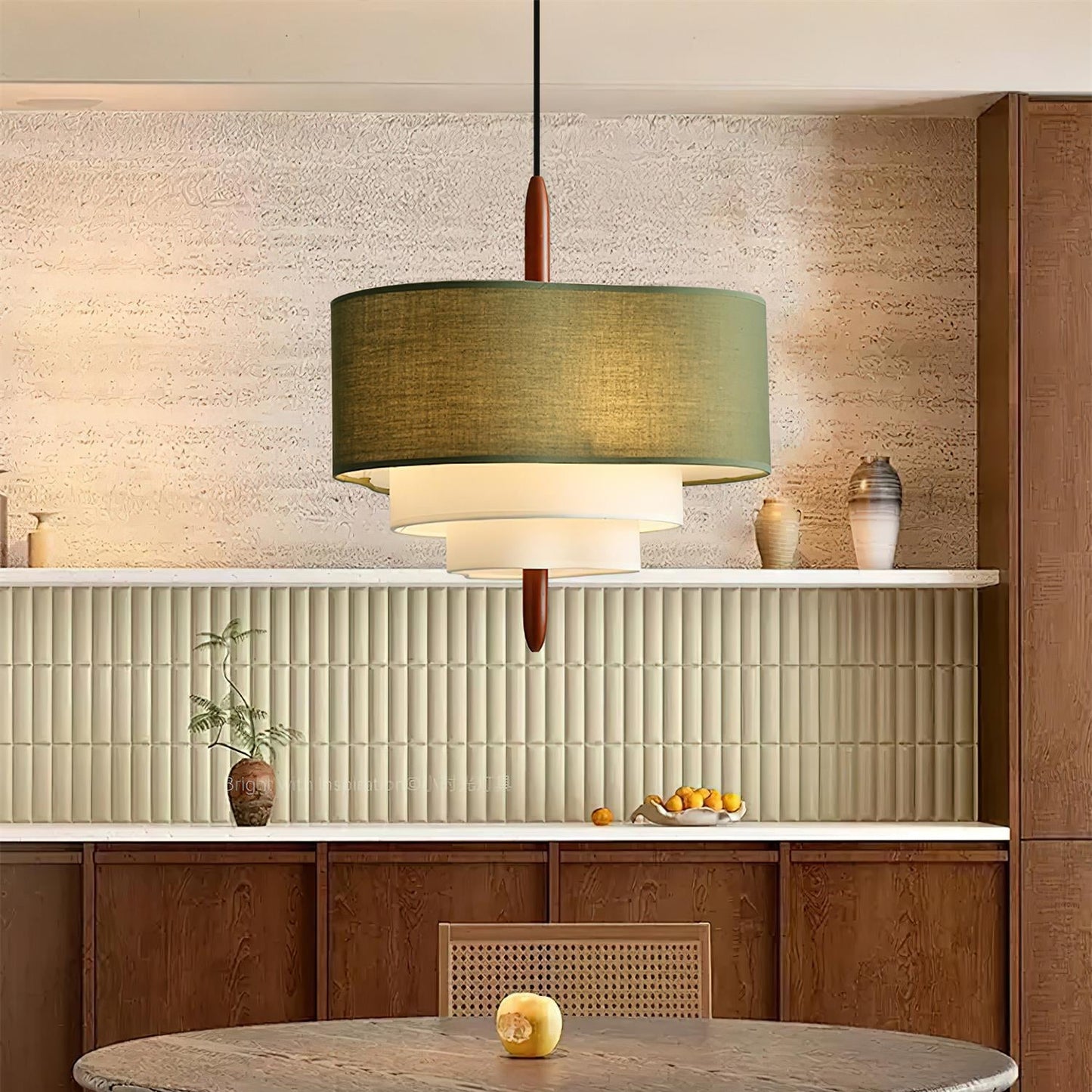 Elow | Moderne Scandi Geplooide Stof Drum Hanglamp