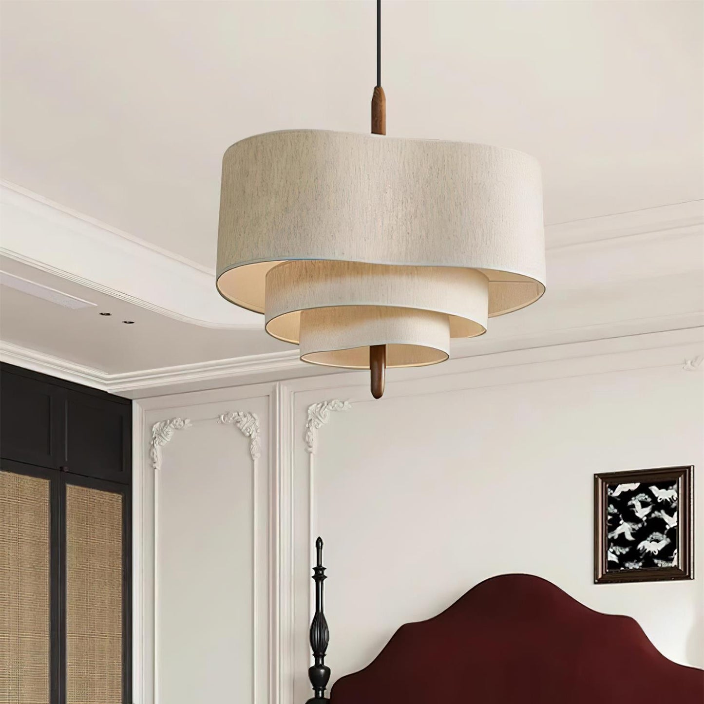 Elow | Moderne Scandi Geplooide Stof Drum Hanglamp
