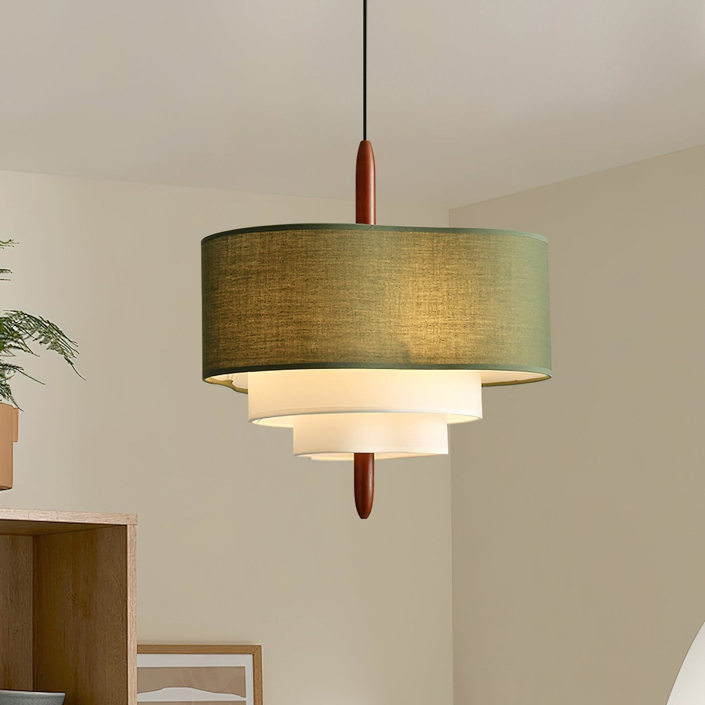 Elow | Moderne Scandi Geplooide Stof Drum Hanglamp