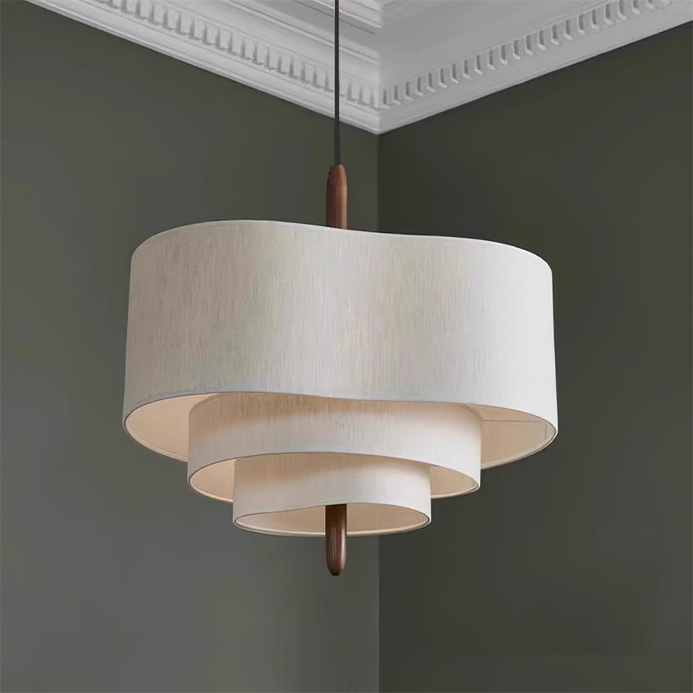 Elow | Moderne Scandi Geplooide Stof Drum Hanglamp