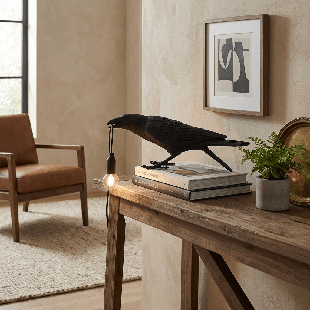 Bristhow | Gotische Sculpturale Vogel Raaf Tafellamp