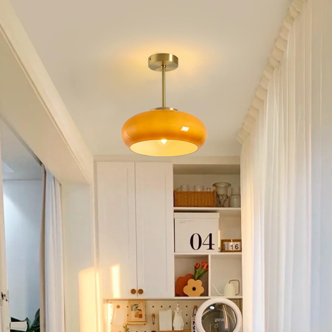 Vitrea | Retro Glanzende Koepel Semi Flush Plafondlamp