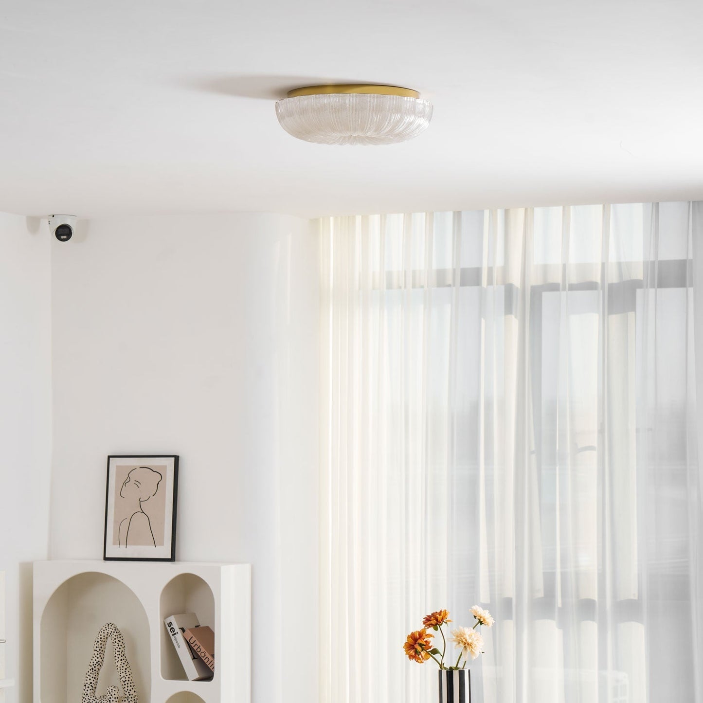 Kendrovia | Noordse Geribbelde Glanzende Glazen Plafondlamp