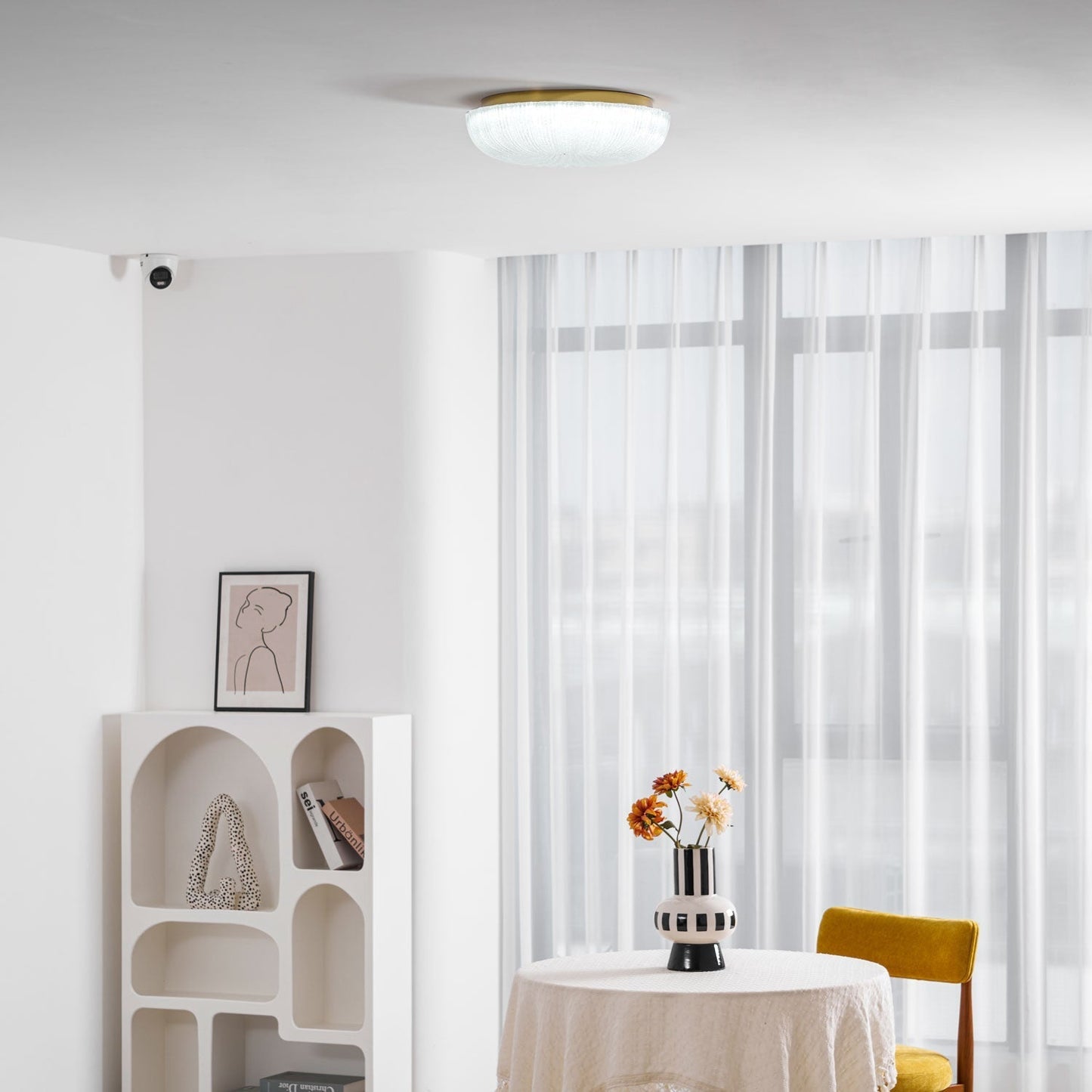 Kendrovia | Noordse Geribbelde Glanzende Glazen Plafondlamp