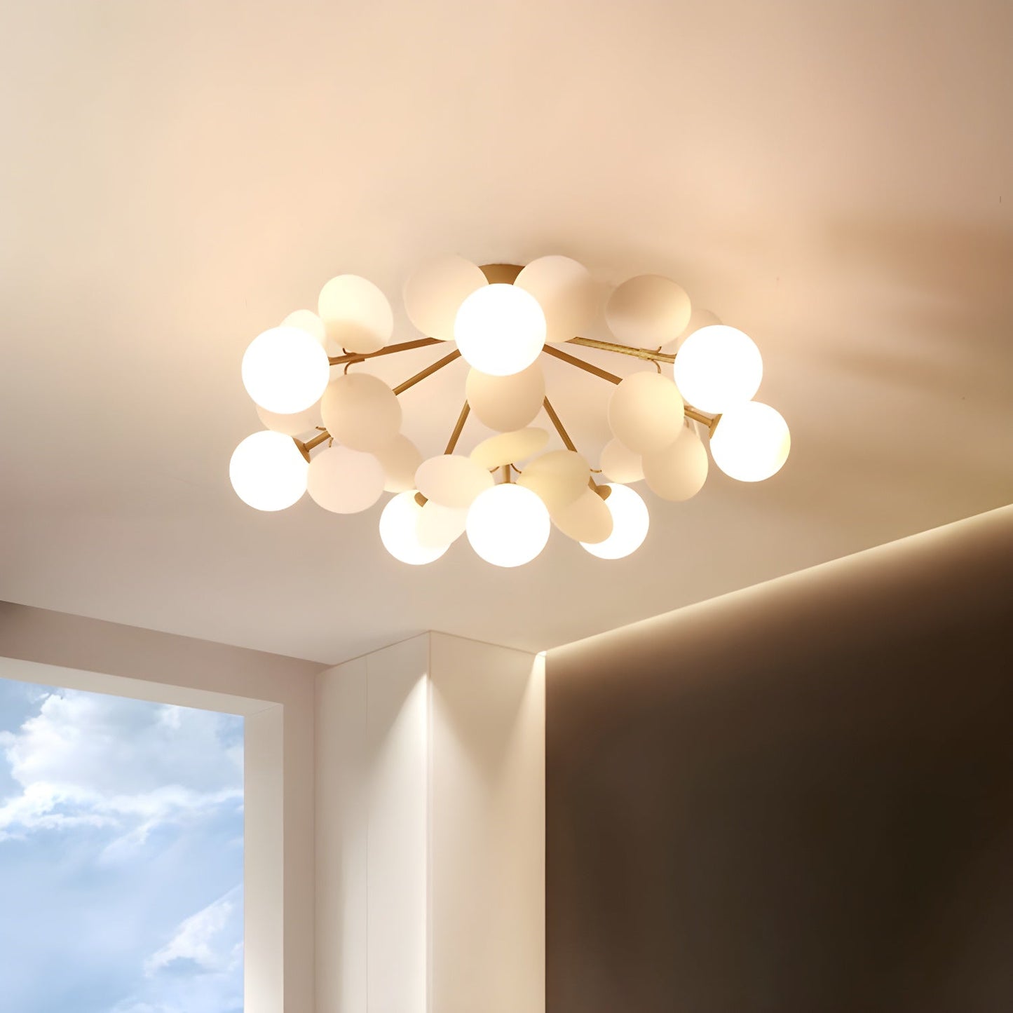 Kalythos | Sculpturale Geometrische Schijf Cluster Semi Opbouw Plafondlamp