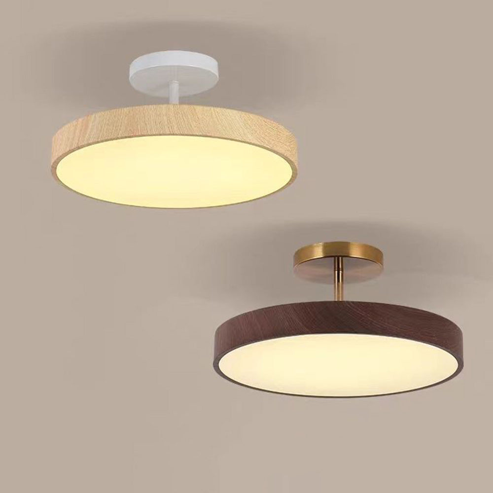Sylva | Moderne Houtnerf Circulaire Semi-Plafondlamp