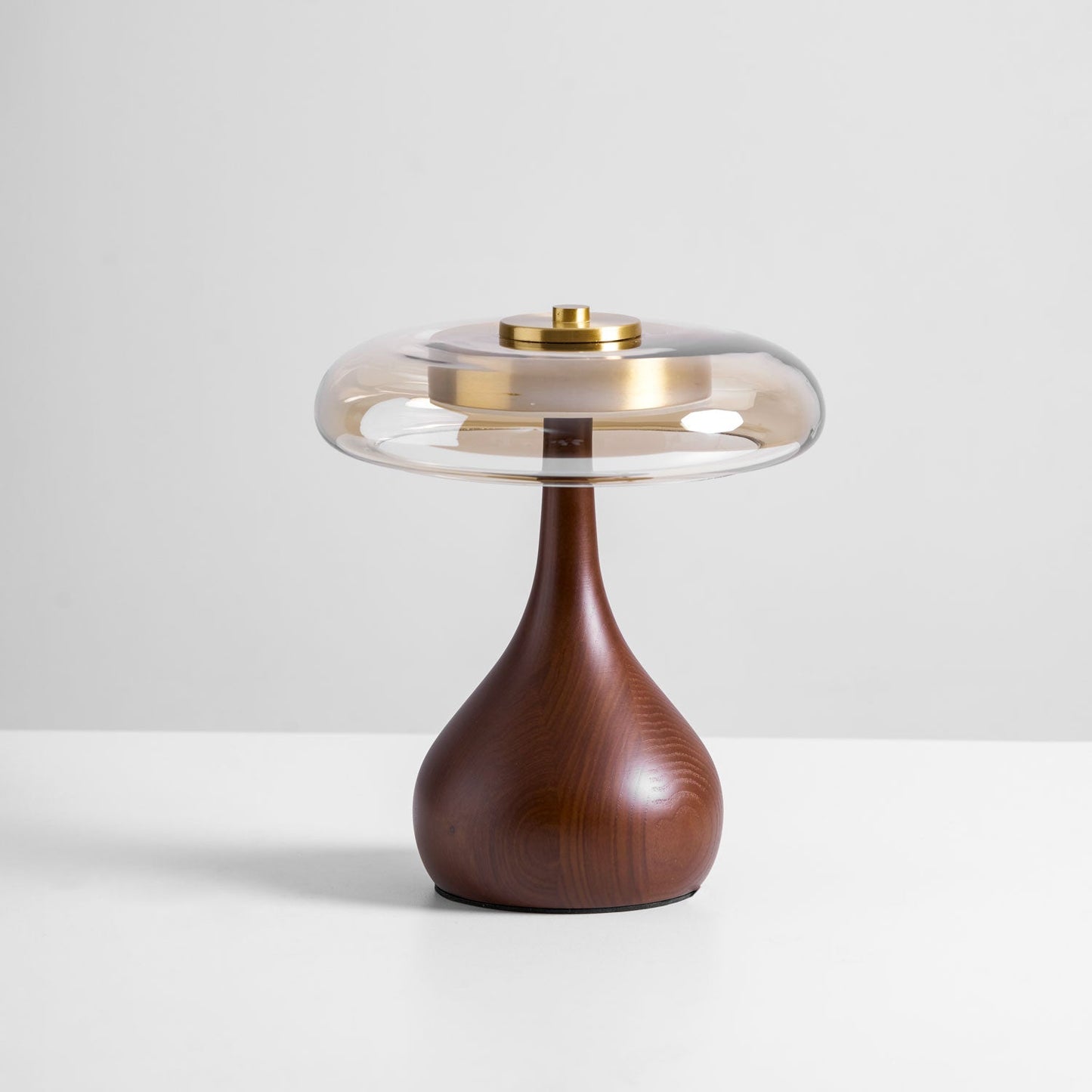 Vancorim | Japandi Gebogen Hout Amber Glas Tafellamp