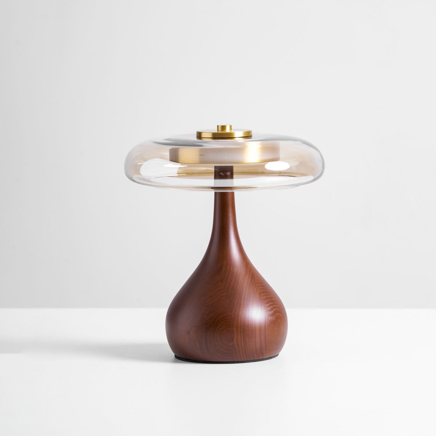 Vancorim | Japandi Gebogen Hout Amber Glas Tafellamp