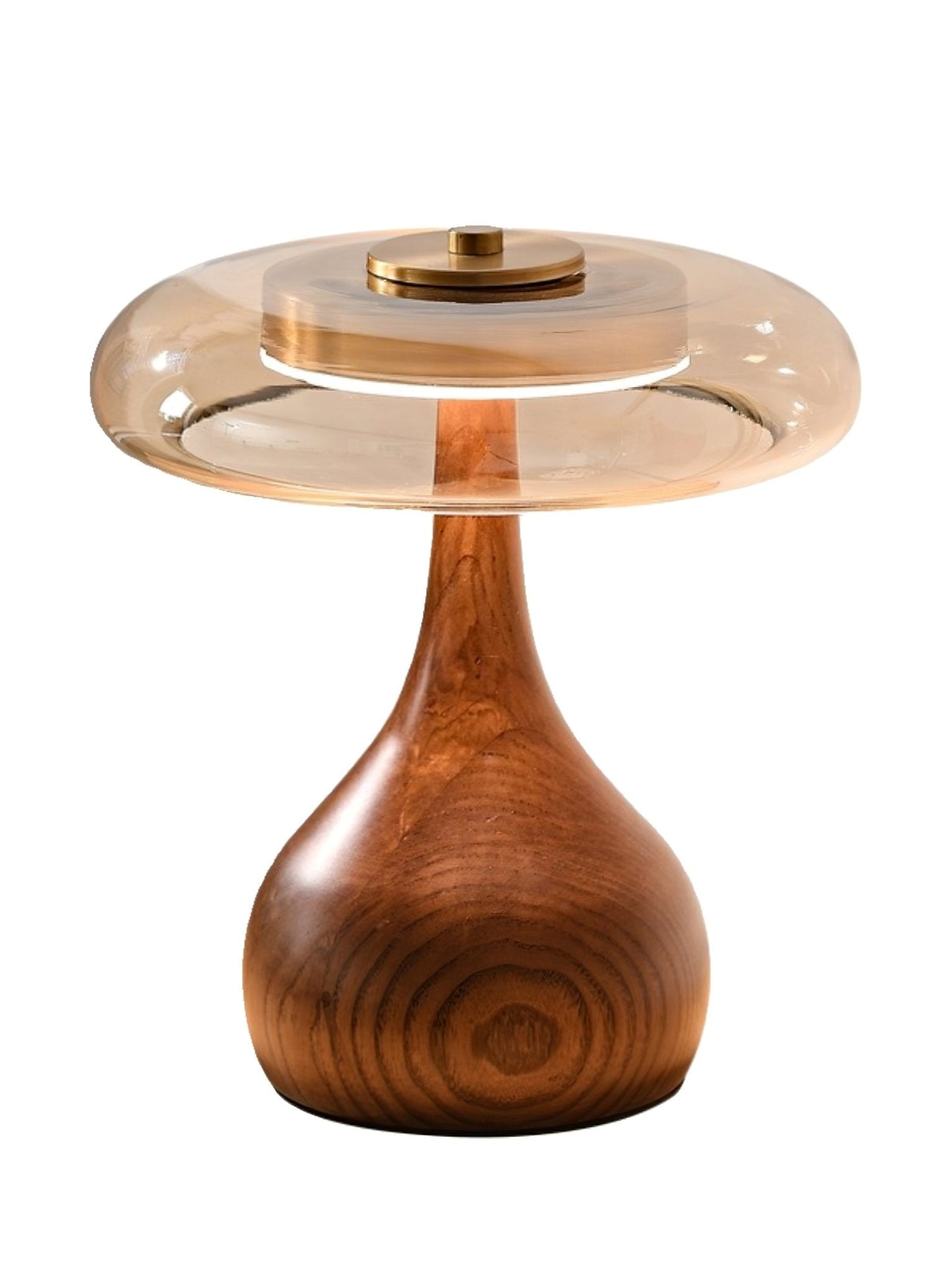 Vancorim | Japandi Gebogen Hout Amber Glas Tafellamp