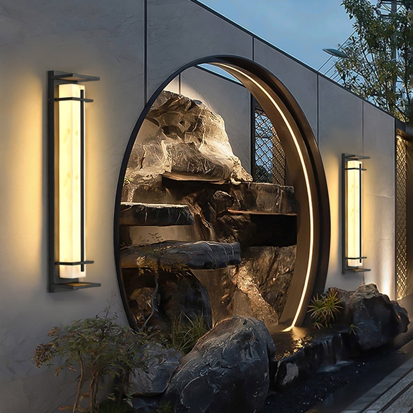 Rayen | Moderne Vierkante Alabaster Waterdichte Buiten Wandlamp