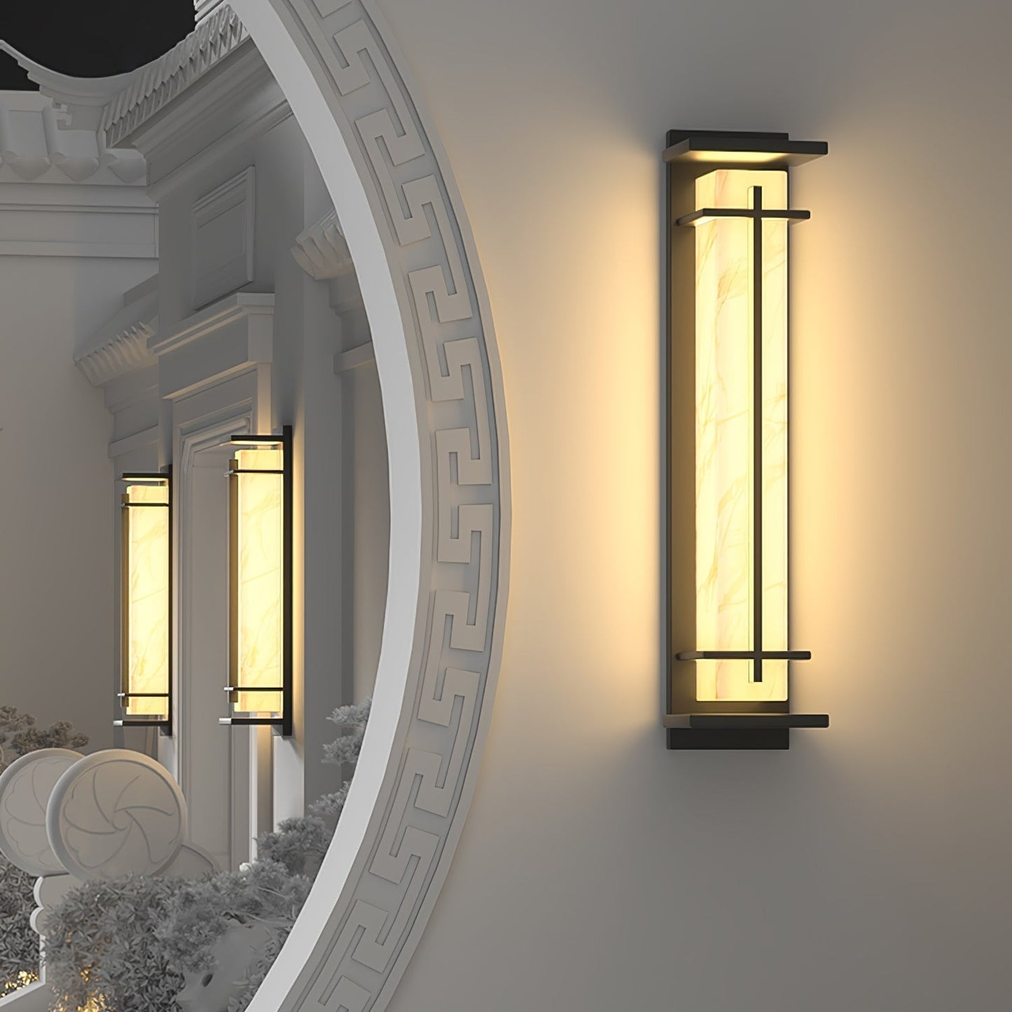 Rayen | Moderne Vierkante Alabaster Waterdichte Buiten Wandlamp