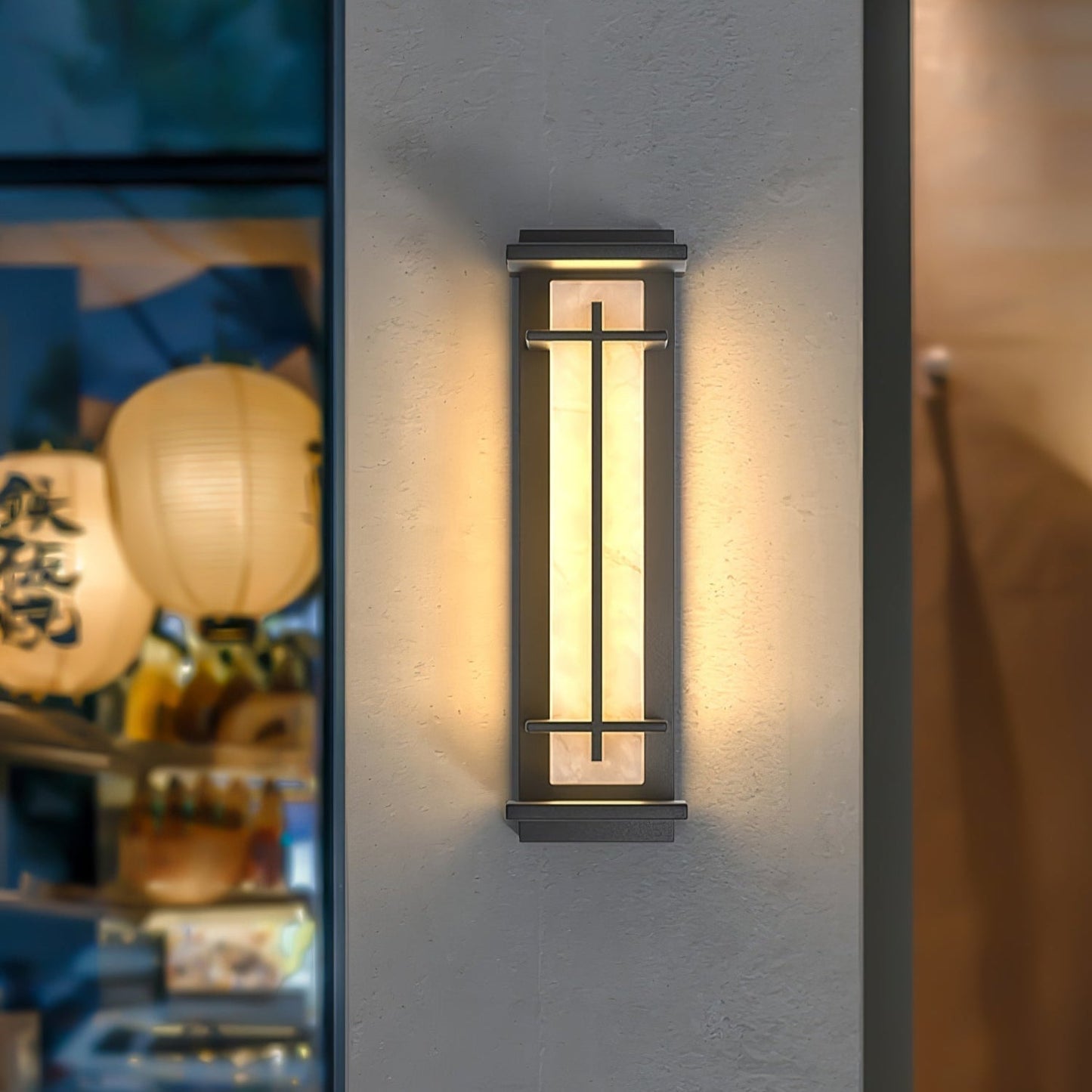 Rayen | Moderne Vierkante Alabaster Waterdichte Buiten Wandlamp