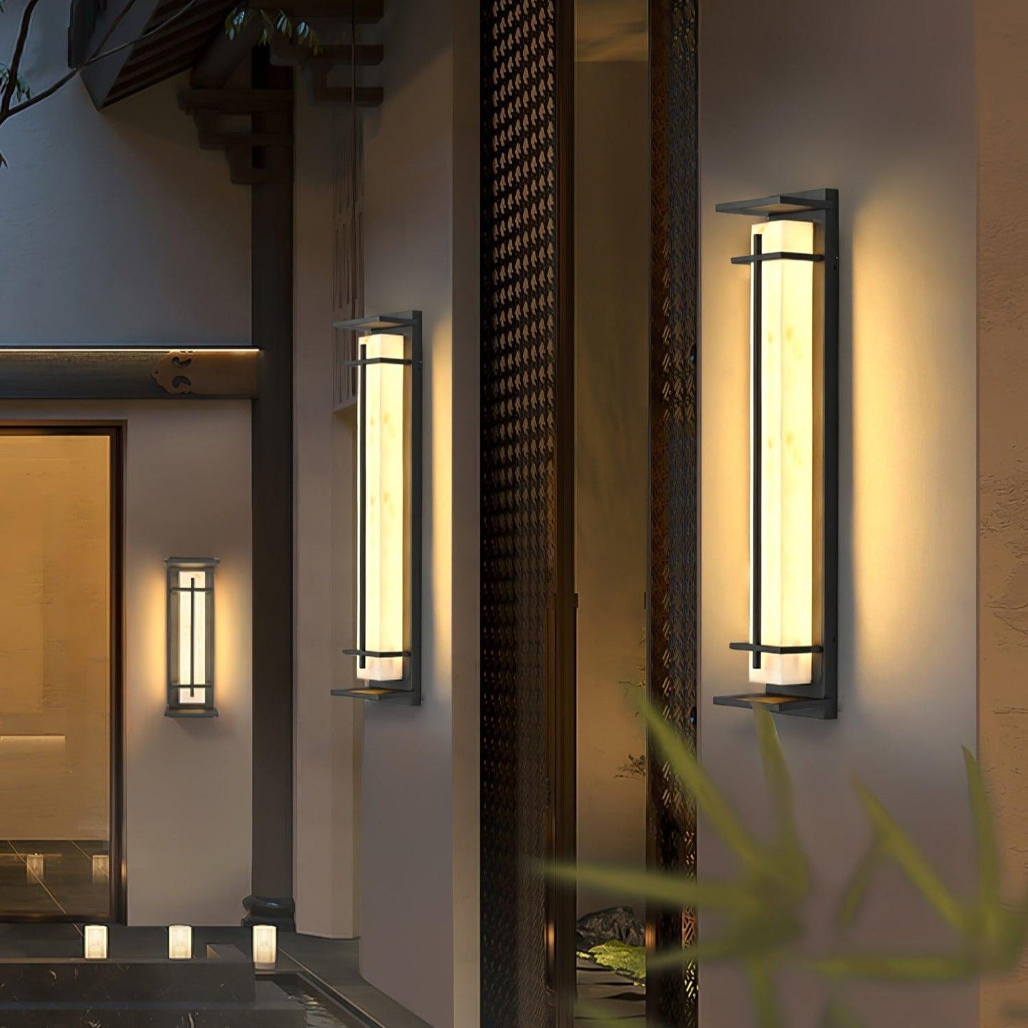 Rayen | Moderne Vierkante Alabaster Waterdichte Buiten Wandlamp