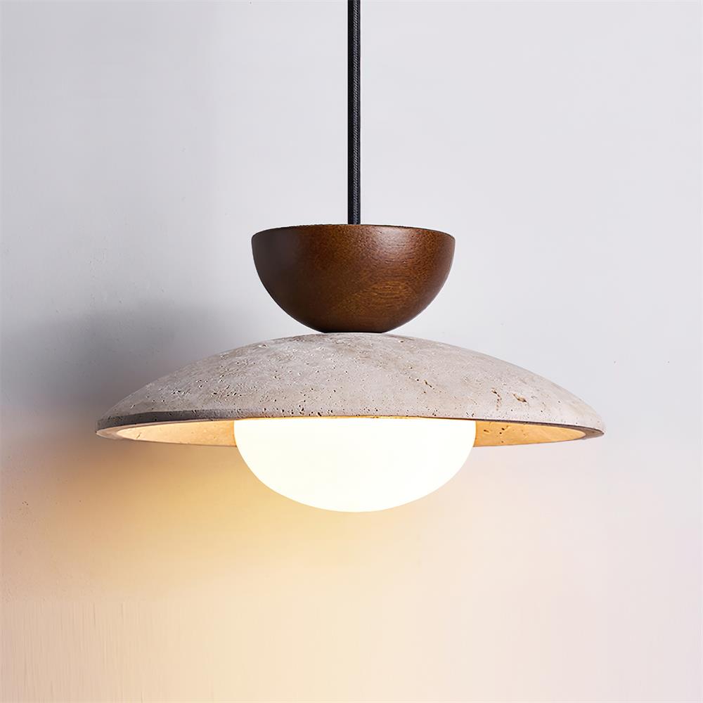 Veeda | Natuurlijke Travertin Steen Bol Hanglamp