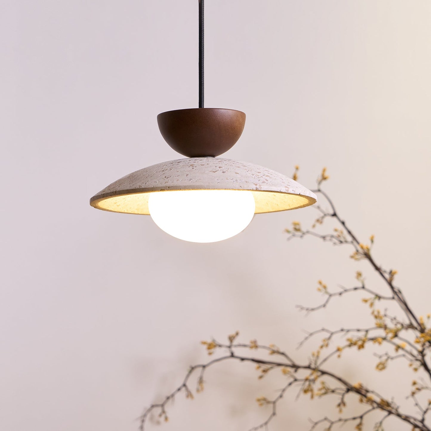 Veeda | Natuurlijke Travertin Steen Bol Hanglamp