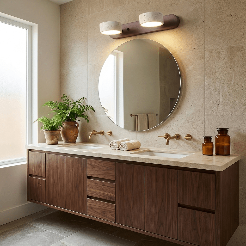 Nyxoris | Geometrische Gestructureerde Travertijn Make-up Wandlamp