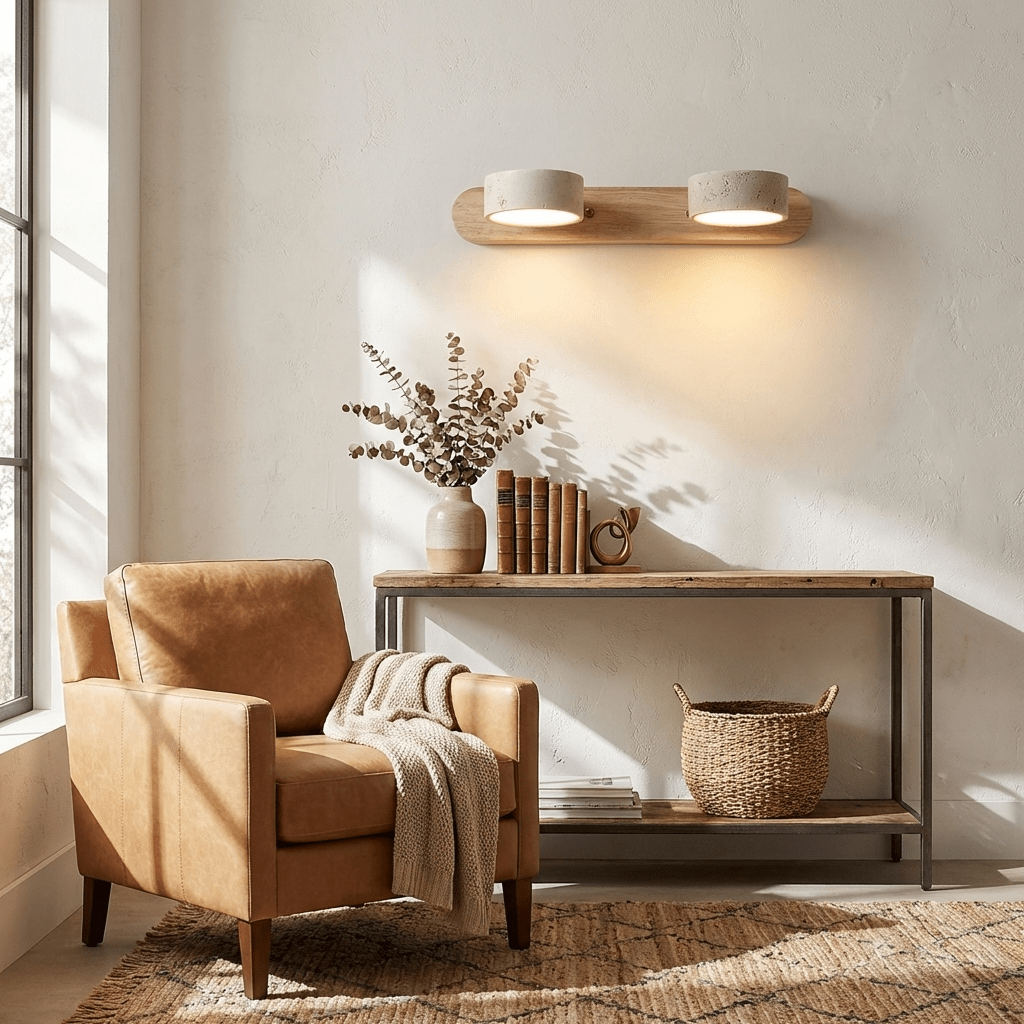 Nyxoris | Geometrische Gestructureerde Travertijn Make-up Wandlamp
