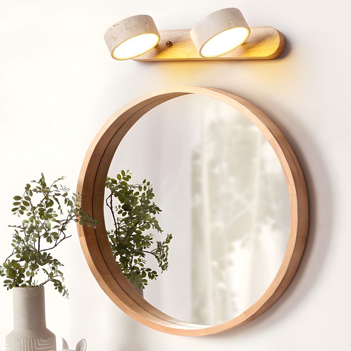 Nyxoris | Geometrische Gestructureerde Travertijn Make-up Wandlamp