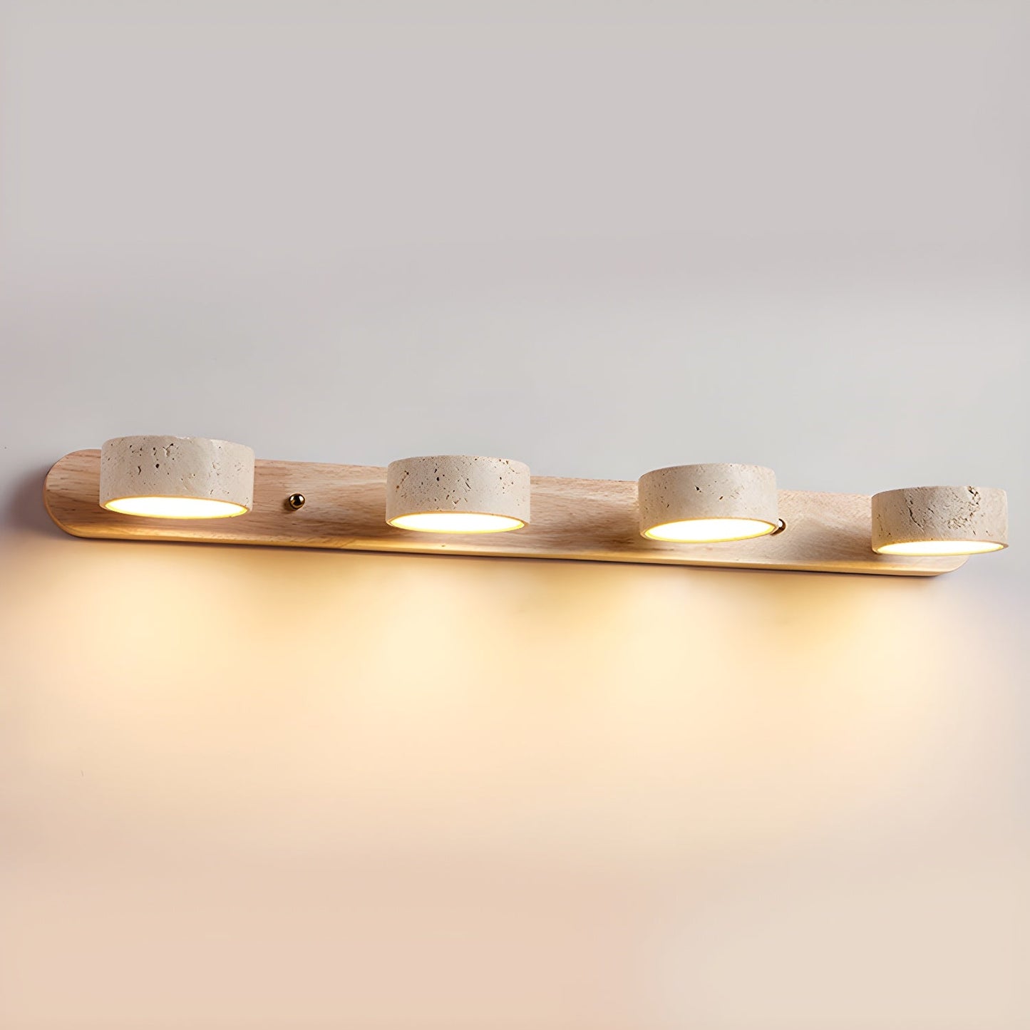 Calcera | Moderne Natuurlijke Travertijn Steen En Houten Wandlamp