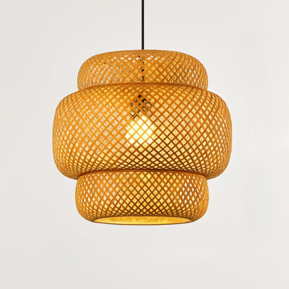 Varengis | Handgeweven Rotan Strohoed Silhouet Bamboe Hanglamp