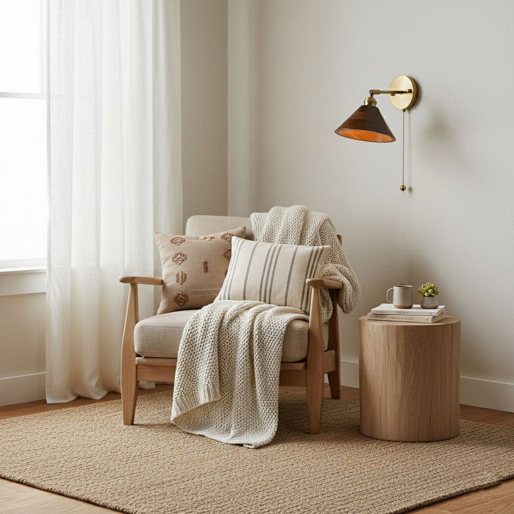 Thorgren | Midcentury Geometrische Kegel Silhouet Houten Wandlamp