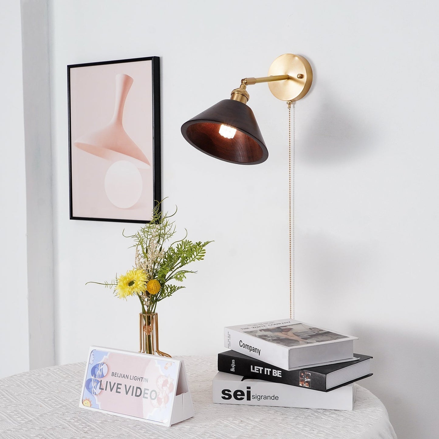 Thorgren | Midcentury Geometrische Kegel Silhouet Houten Wandlamp