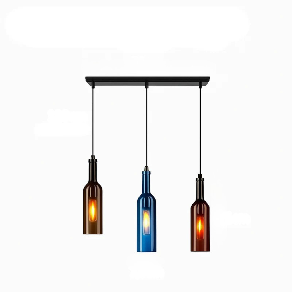 Vireloft | Gesculpteerde Wijnfles Glazen Art Deco Hanglamp