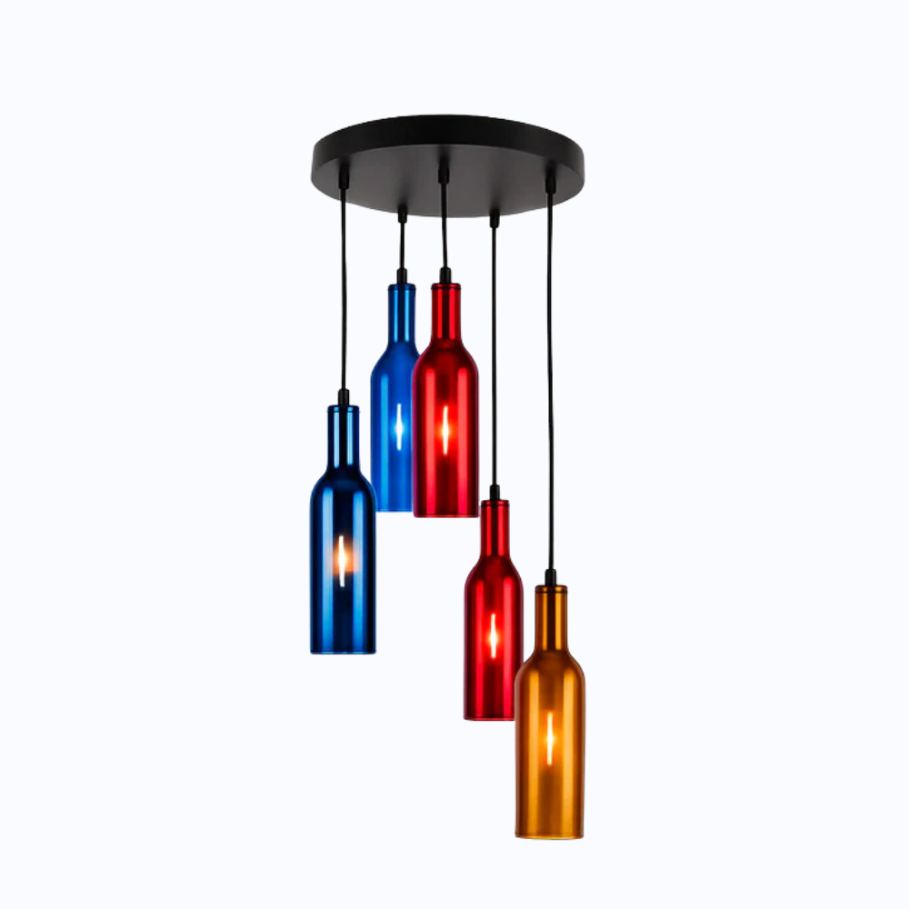 Vireloft | Gesculpteerde Wijnfles Glazen Art Deco Hanglamp