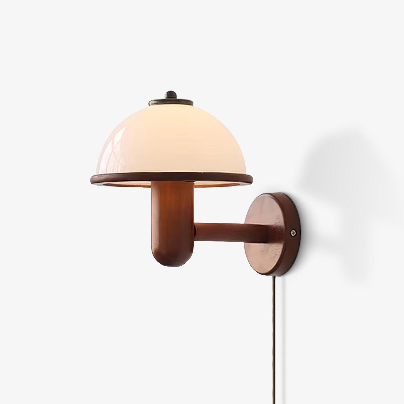 Belmontis | Paddenstoel silhouet gebogen houten kap wandlamp