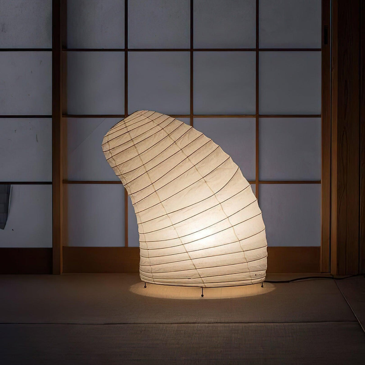 Kryntaleo | Japanse Geribbelde Bamboe Silhouet Oosterse Accent Tafellamp