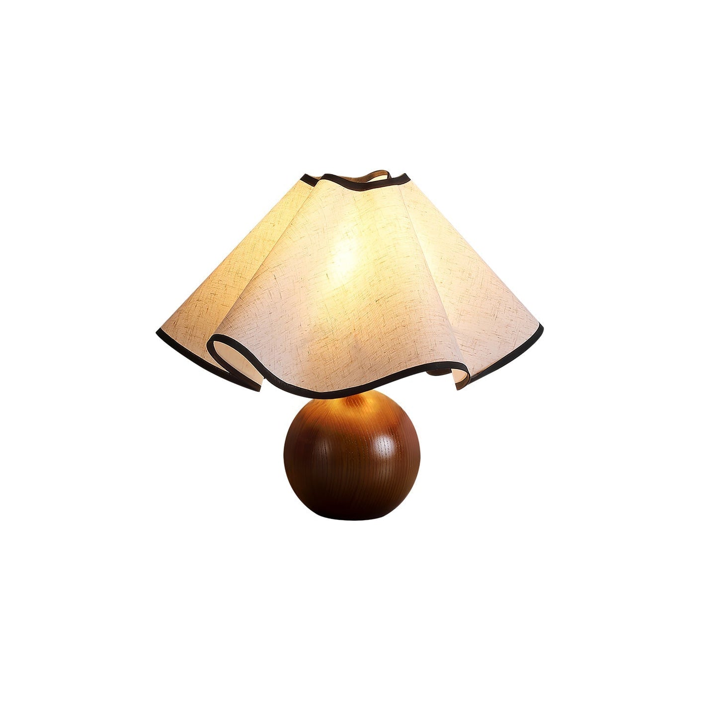 Meriloch | Sculpturale golf stoffen houten basis tafellamp