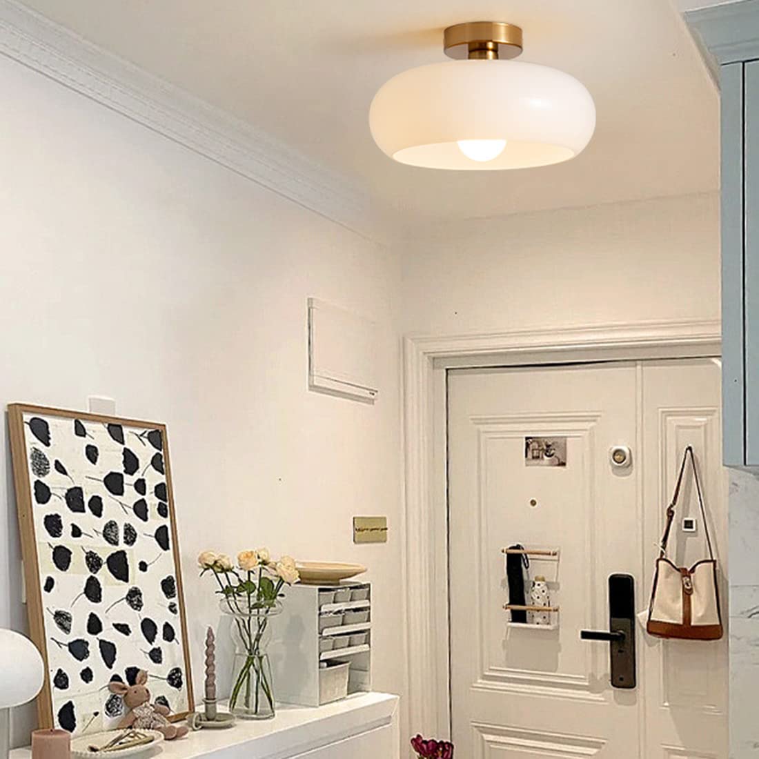 Vitrea | Retro Glanzende Koepel Semi Flush Plafondlamp