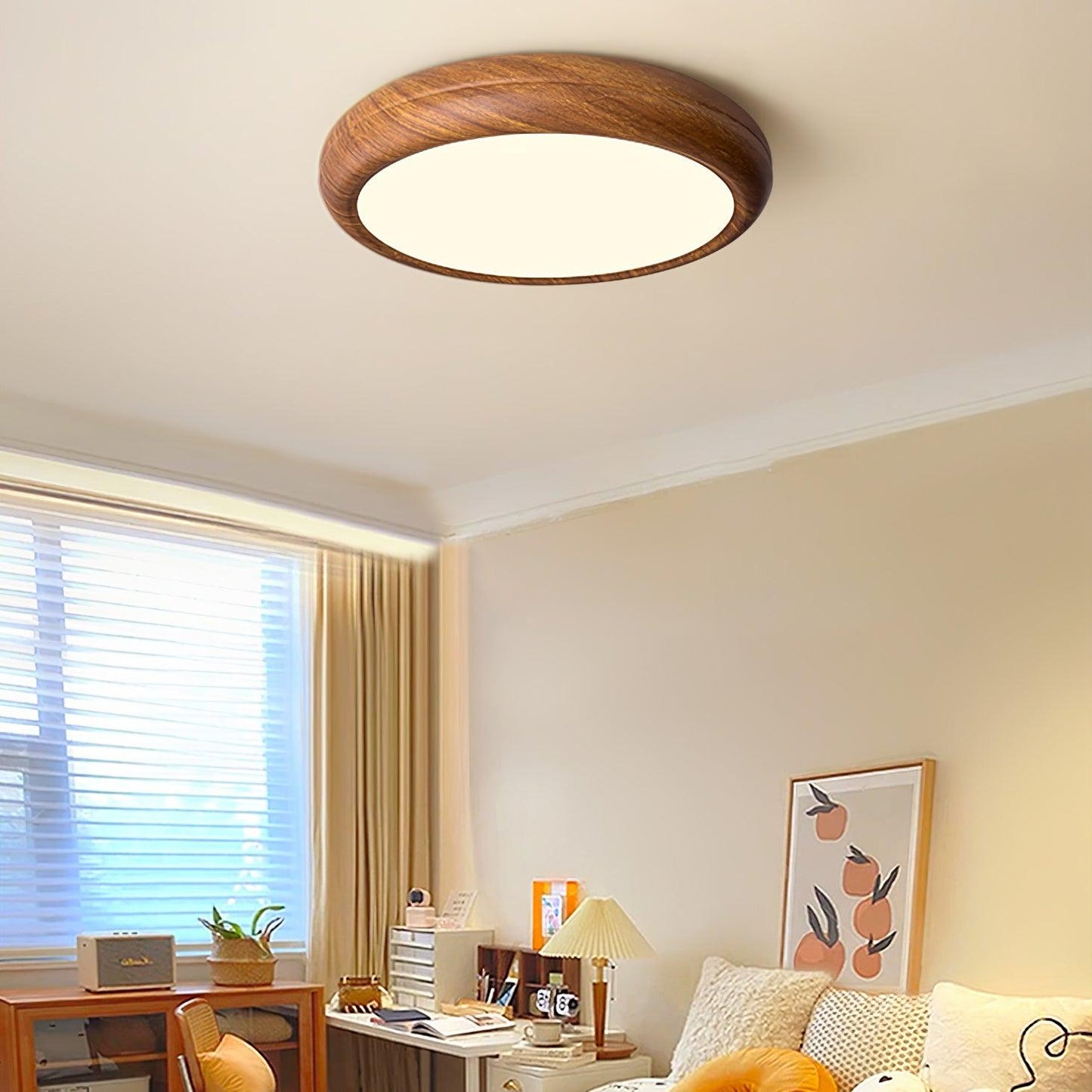 Liro | Elegante Ronde Houtnerf Plafondlamp