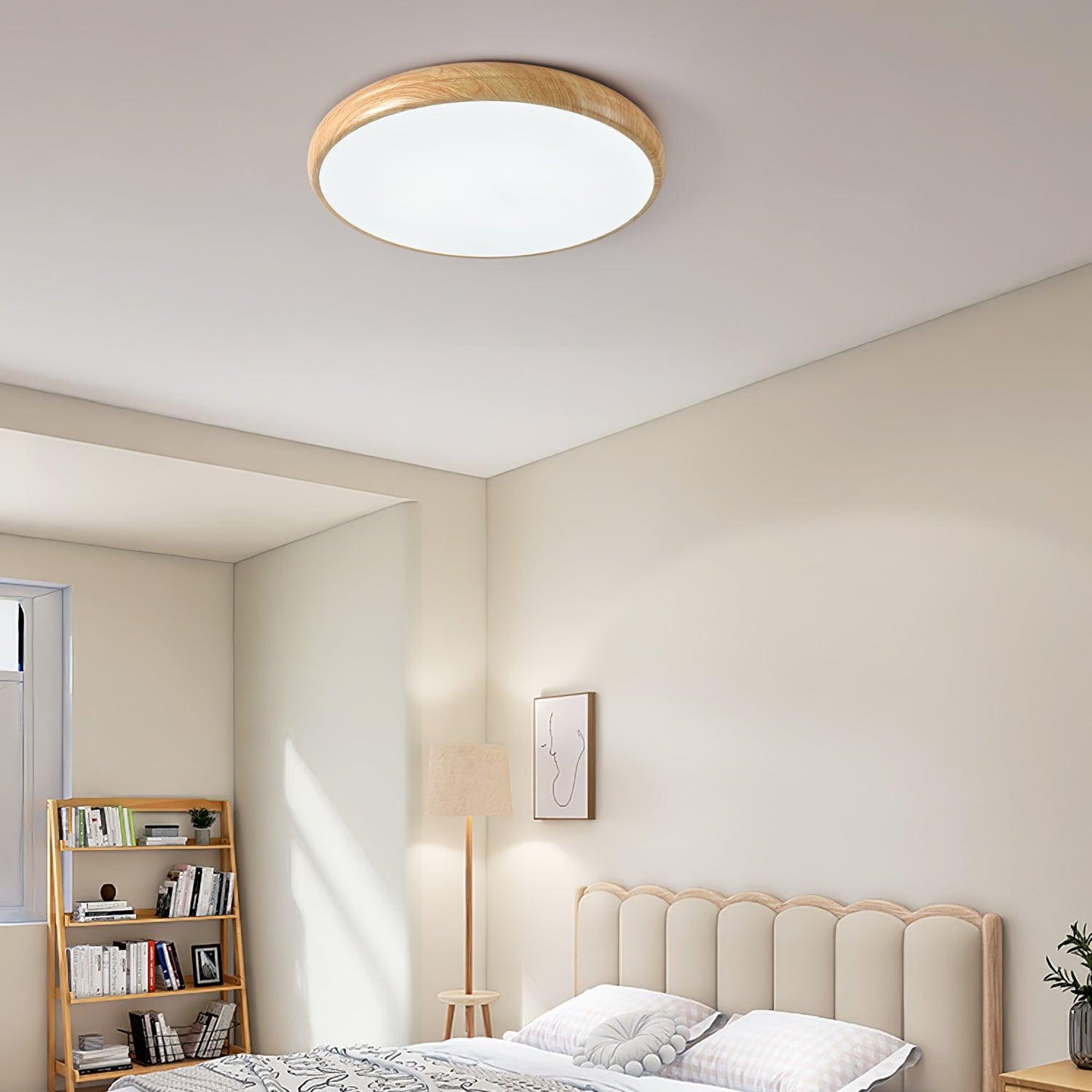 Liro | Elegante Ronde Houtnerf Plafondlamp