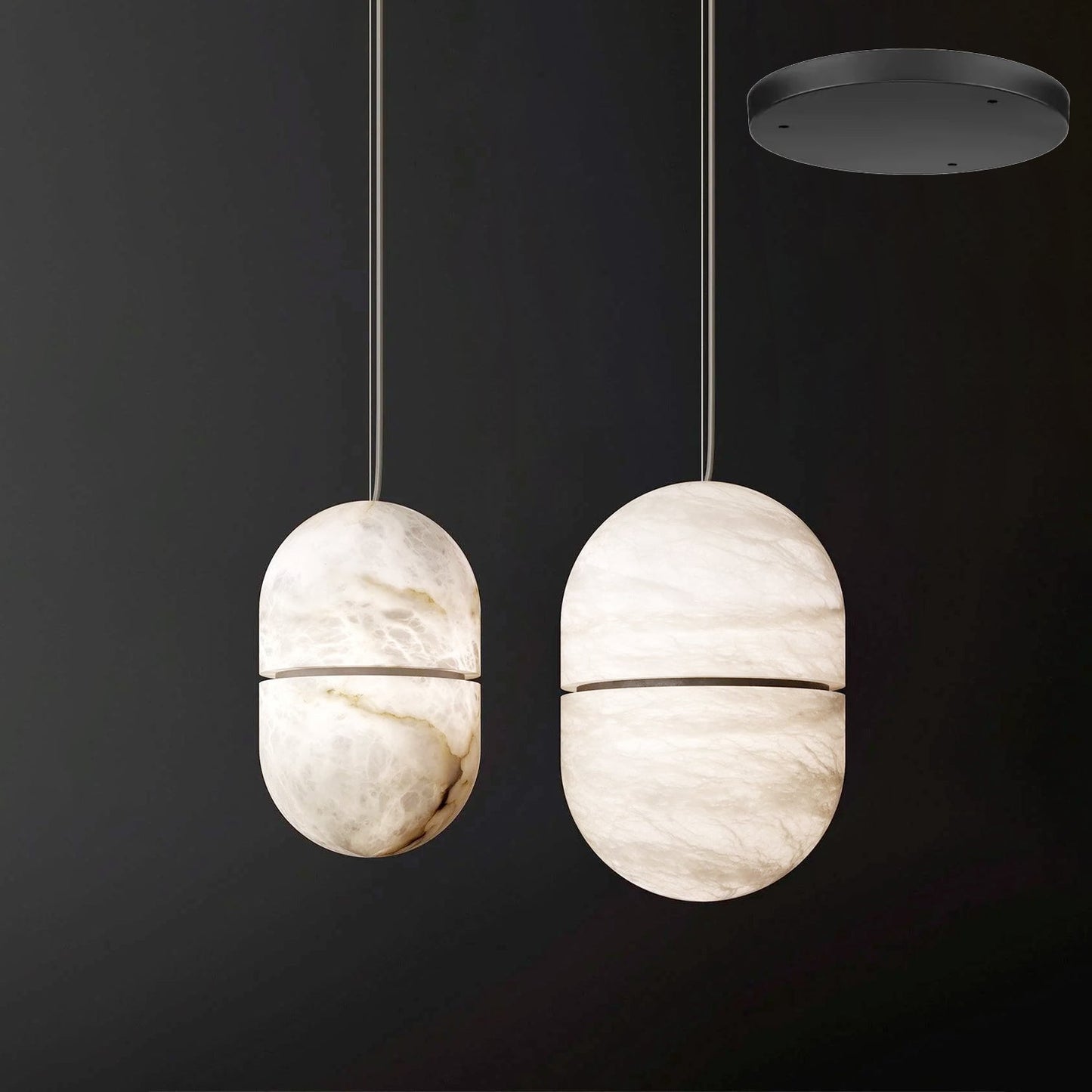 Caythos | Sculpturale Capsule Alabaster Steen Hanglamp