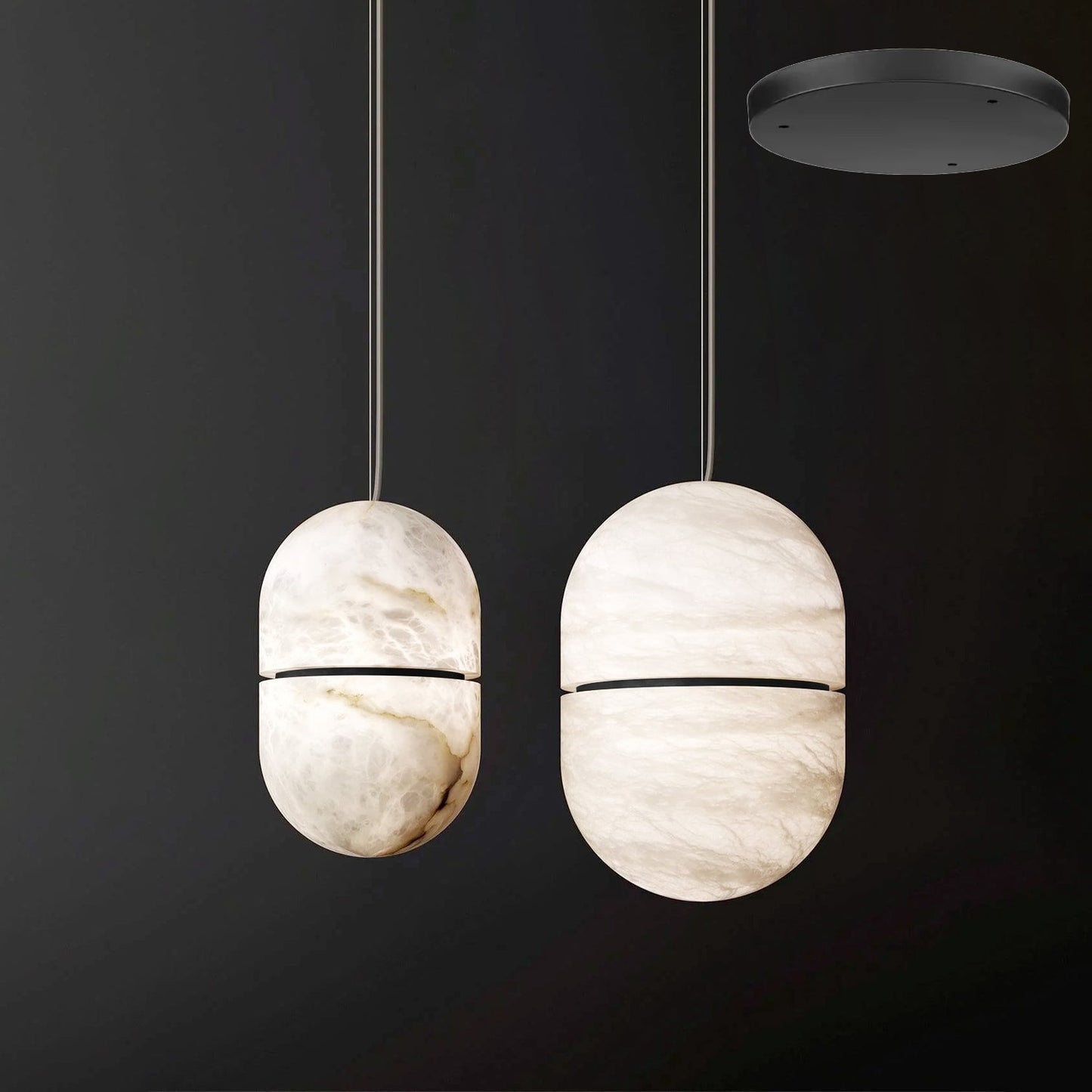 Caythos | Sculpturale Capsule Alabaster Steen Hanglamp
