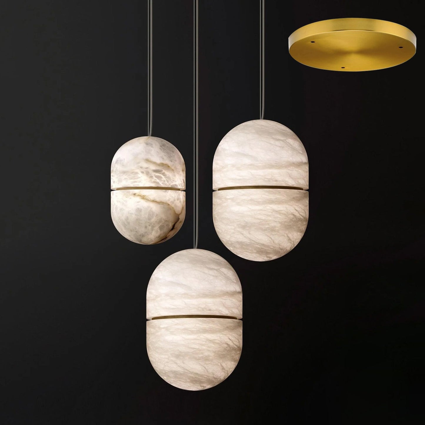 Caythos | Sculpturale Capsule Alabaster Steen Hanglamp