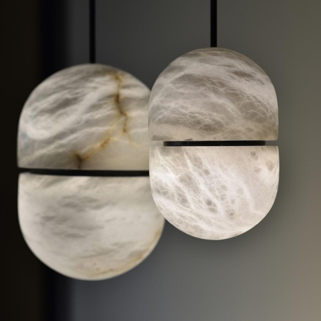 Caythos | Sculpturale Capsule Alabaster Steen Hanglamp