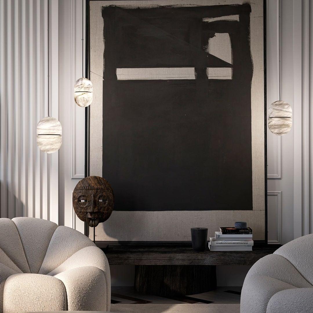 Caythos | Sculpturale Capsule Alabaster Steen Hanglamp