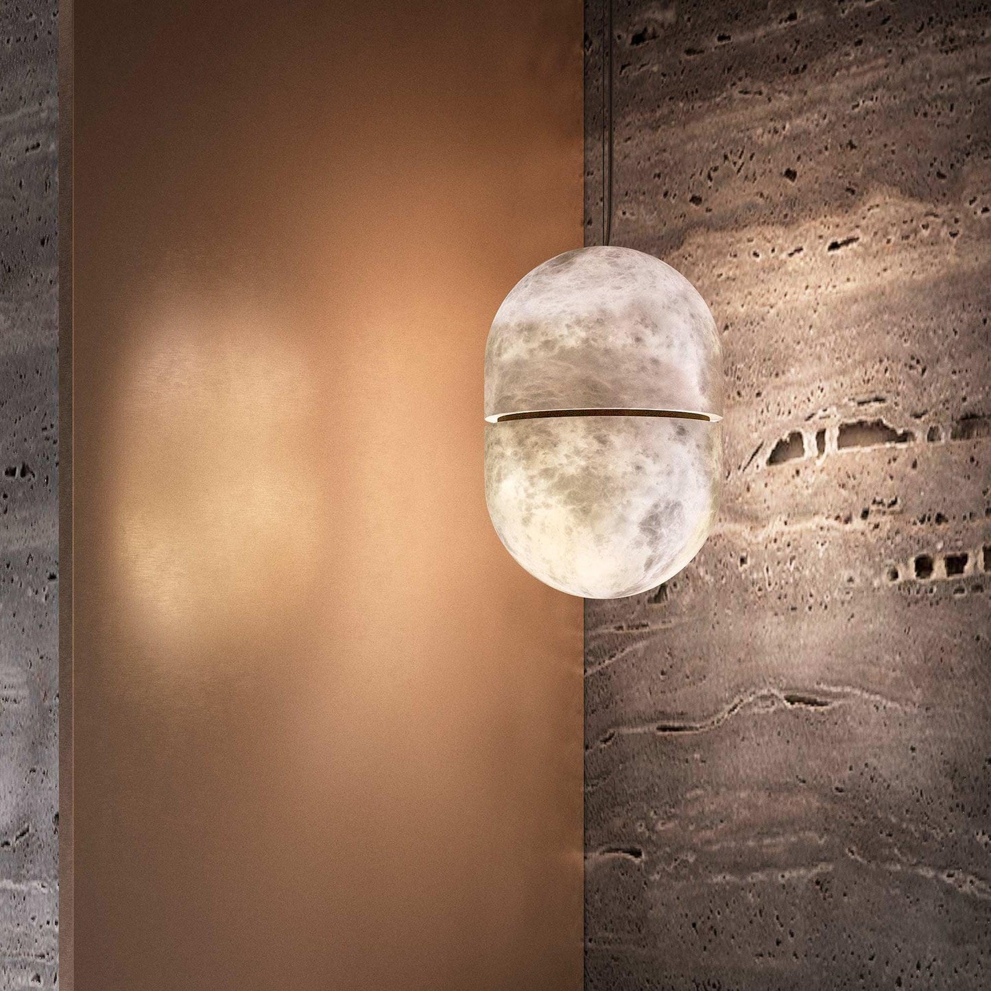 Caythos | Sculpturale Capsule Alabaster Steen Hanglamp